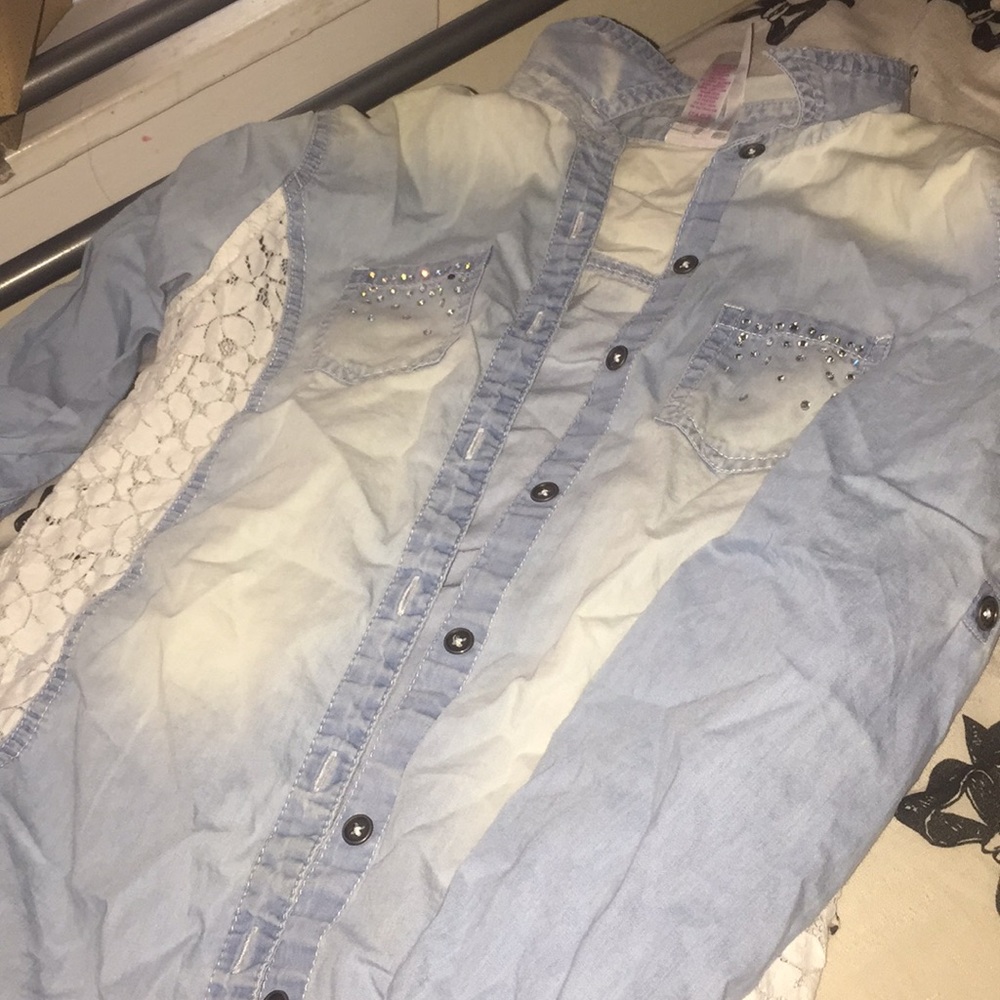 Blue and white long sleeve